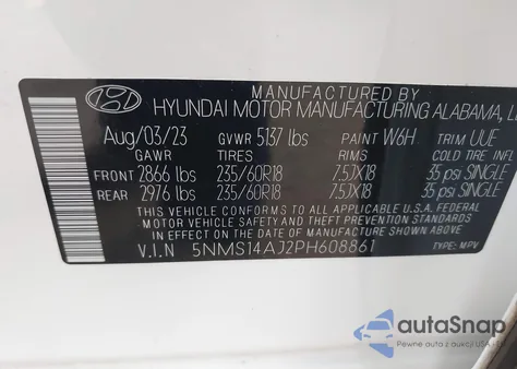2023 Hyundai Santa Fe Se from USA, damaged, VIN 5NMS14AJ2PH608861